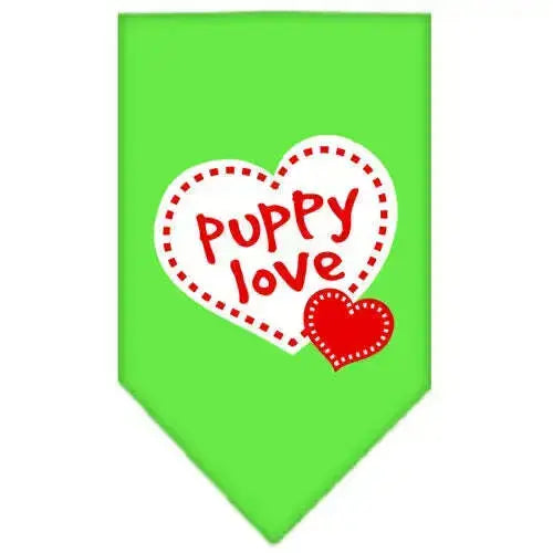 Puppy-Love-Screen-Print-Bandana-Lime-Green-Small-GreatEagleInc-319086597