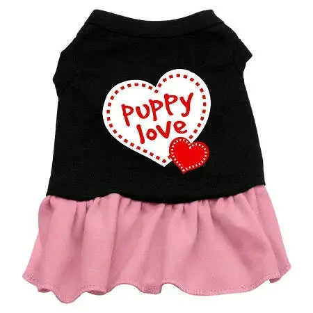 Puppy-Love-Screen-Print-Dog-Dress-Black-With-Light-Pink-Sm-GreatEagleInc-319240067