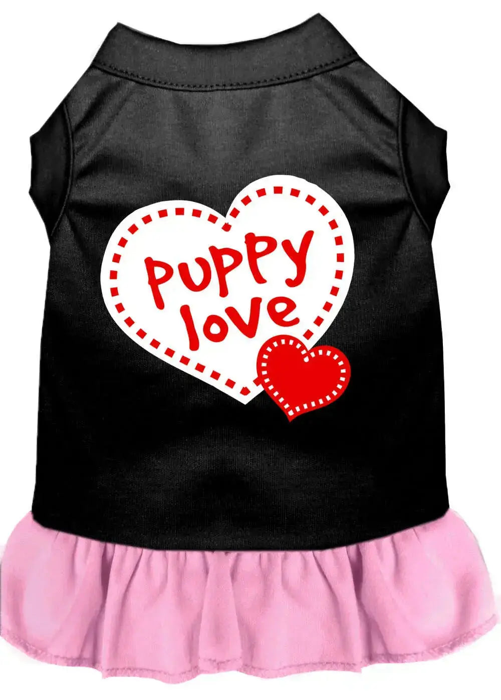 Puppy-Love-Screen-Print-Dog-Dress-Black-With-Light-Pink-Xs-GreatEagleInc-318868449