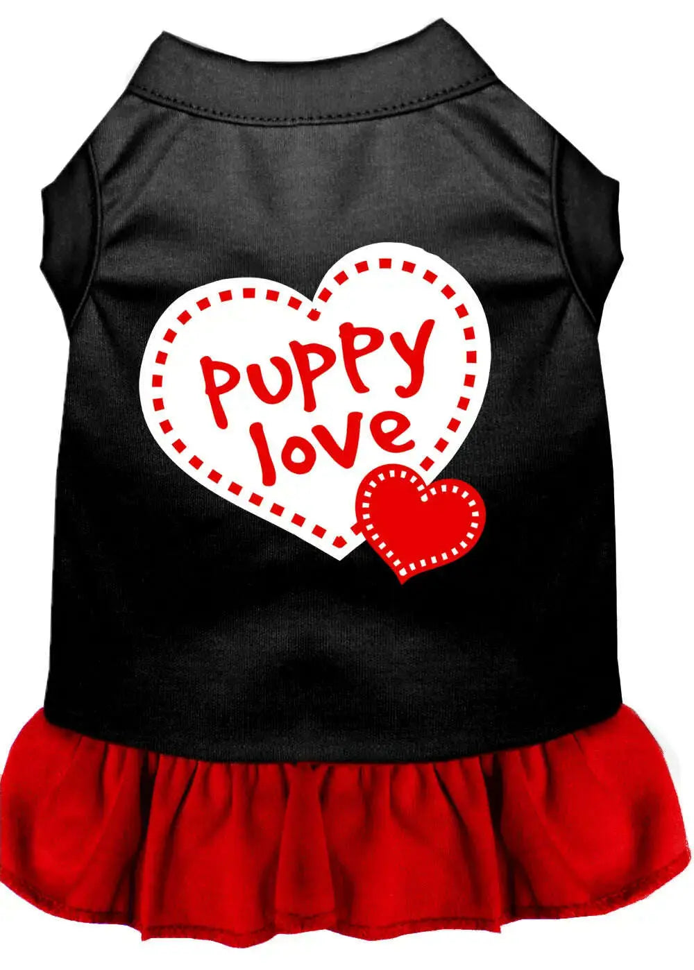 Puppy-Love-Screen-Print-Dog-Dress-Black-With-Red-Xs-GreatEagleInc-318868544