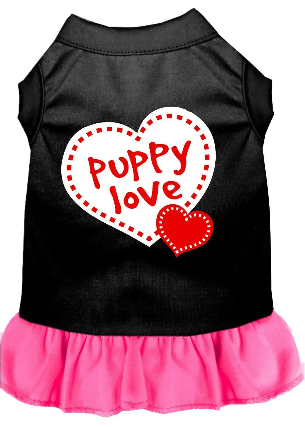 Puppy-Love-Screen-Print-Dress-Black-With-Bright-Pink-Lg-GreatEagleInc-318620854