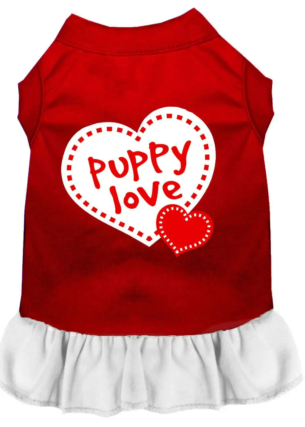Puppy-Love-Screen-Print-Dress-Red-With-White-Xs-GreatEagleInc-318868851