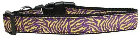 Purple-And-Yellow-Tiger-Stripes-Nylon-Dog-Collar-Medium-Narrow-GreatEagleInc-318646697