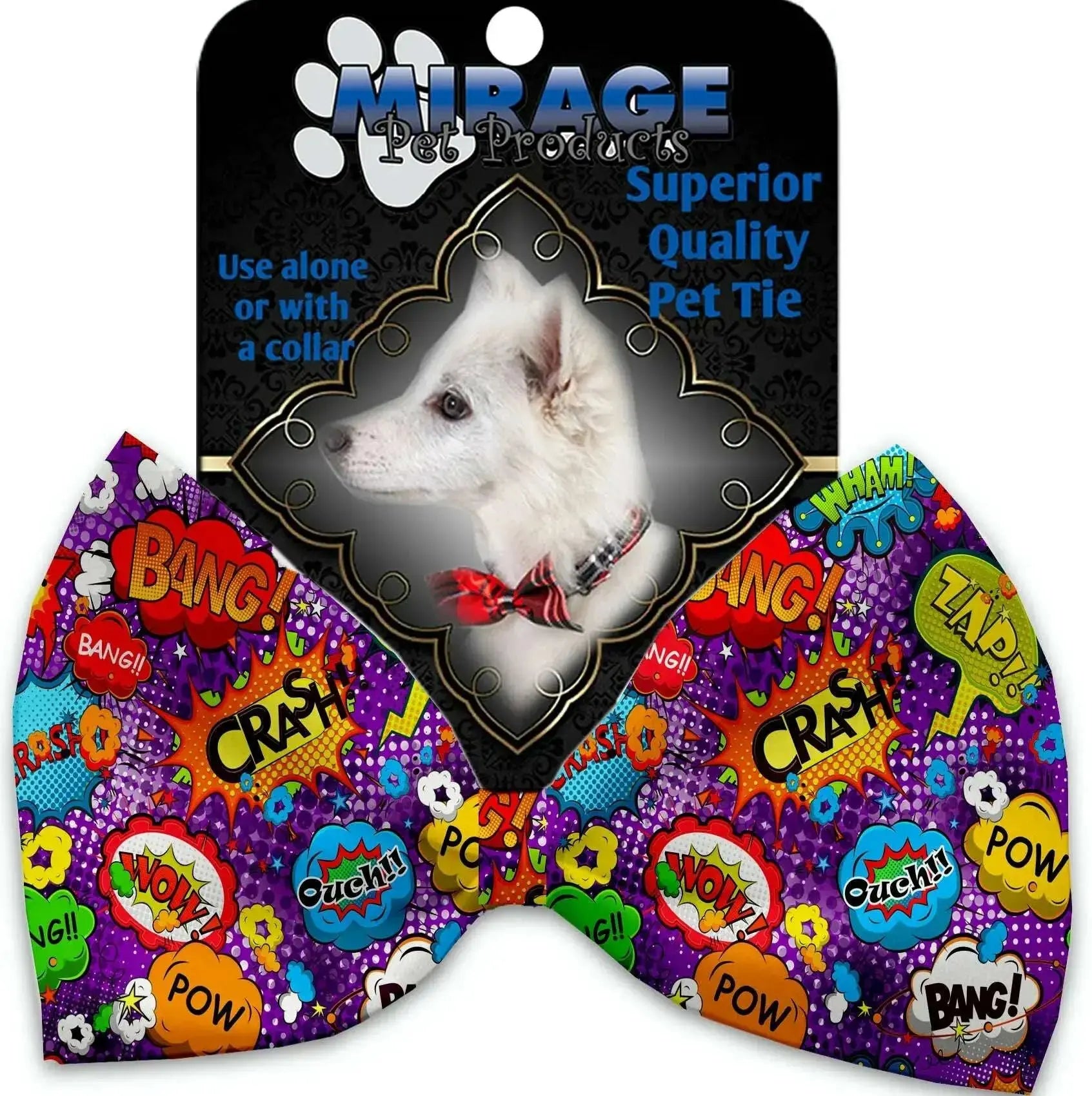 Purple-Comic-Sound-Effects-Pet-Bow-Tie-Collar-Accessory-With-Velcro-GreatEagleInc-318568024
