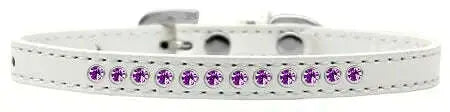 Purple-Crystal-Size-10-White-Puppy-Collar-GreatEagleInc-333911088