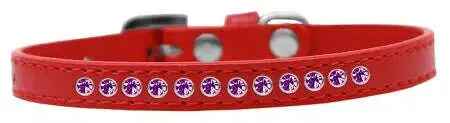 Purple-Crystal-Size-16-Red-Puppy-Collar-GreatEagleInc-333851772