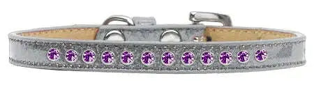 Purple-Crystal-Size-8-Silver-Puppy-Ice-Cream-Collar-GreatEagleInc-319614044