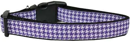 Purple-Houndstooth-Nylon-Dog-Collar-Medium-Narrow-GreatEagleInc-320012016