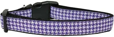 Purple-Houndstooth-Nylon-Dog-Collar-Sm-GreatEagleInc-318828927