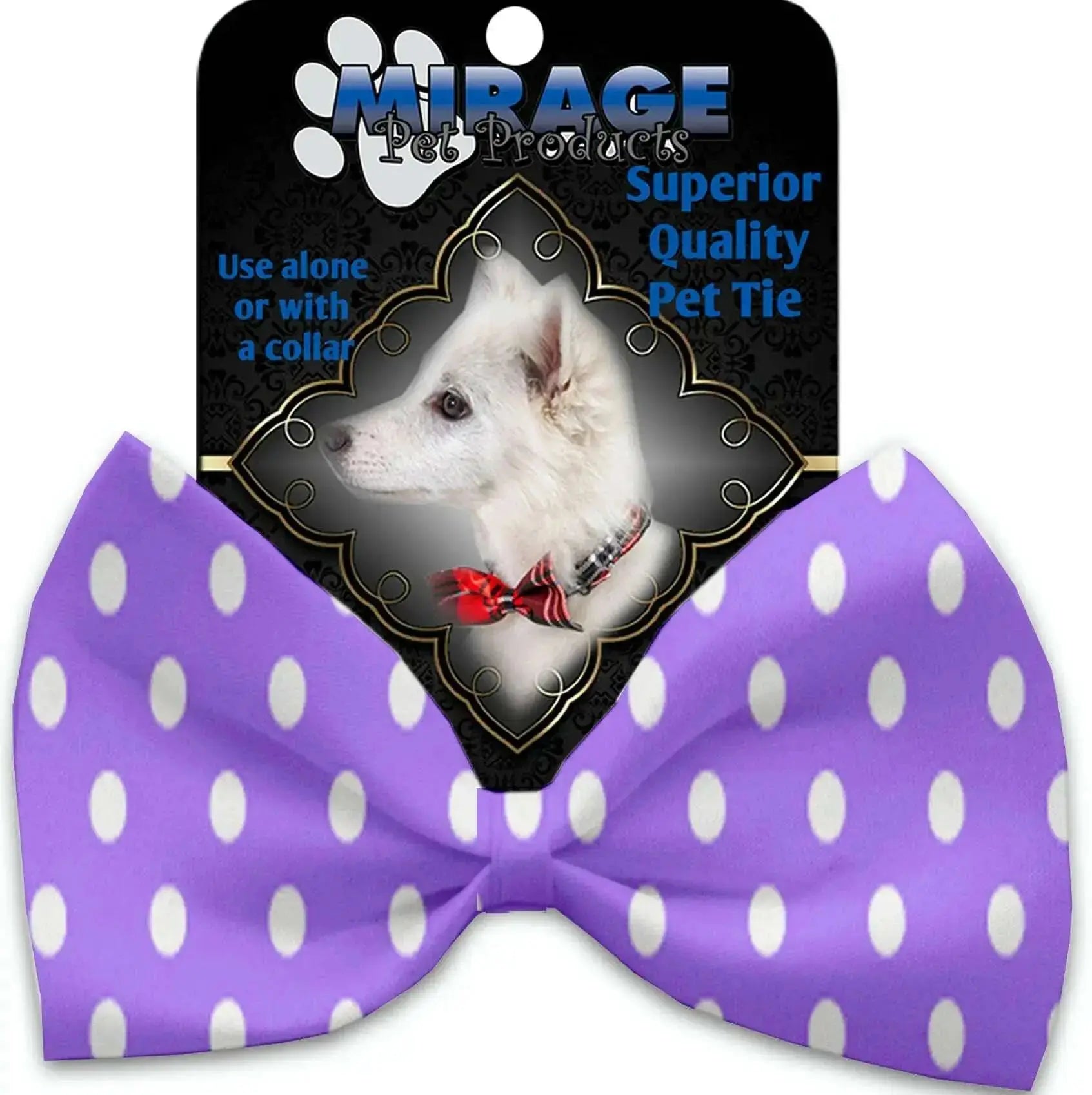 Purple-Polka-Dots-Pet-Bow-Tie-Collar-Accessory-With-Velcro-GreatEagleInc-318567285