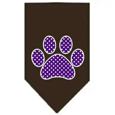Purple-Swiss-Dot-Paw-Screen-Print-Bandana-Cocoa-Large-GreatEagleInc-319214123