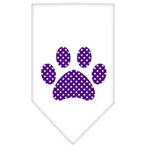 Purple-Swiss-Dot-Paw-Screen-Print-Bandana-White-Large-GreatEagleInc-319363919
