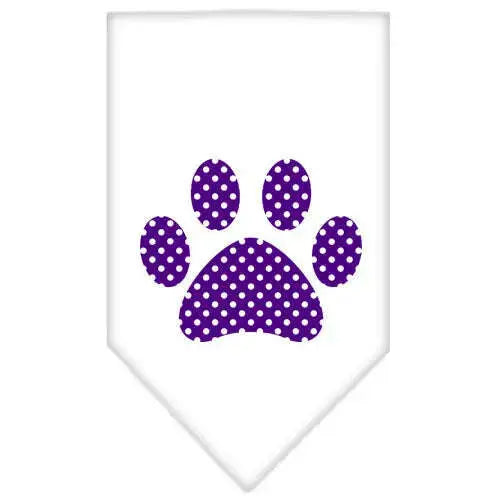 Purple-Swiss-Dot-Paw-Screen-Print-Bandana-White-Large-GreatEagleInc-319363919