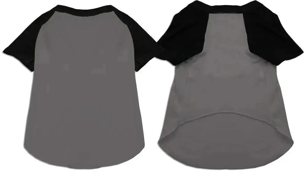 Raglan-Baseball-Pet-Shirt-Grey-With-Black-Size-Medium-GreatEagleInc-334333160