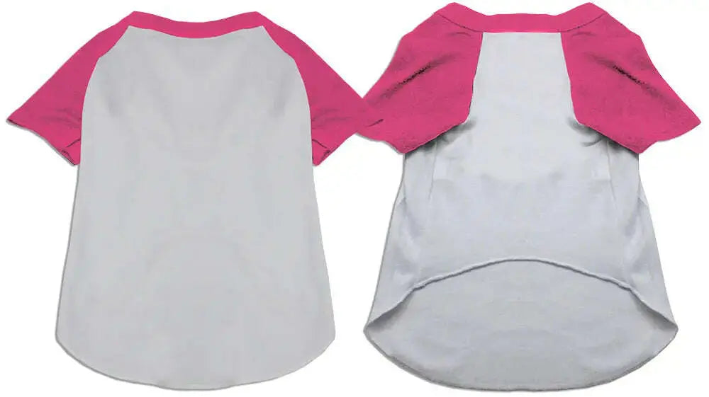 Raglan-Baseball-Pet-Shirt-White-With-Bright-Pink-Size-Xxl-GreatEagleInc-334335615