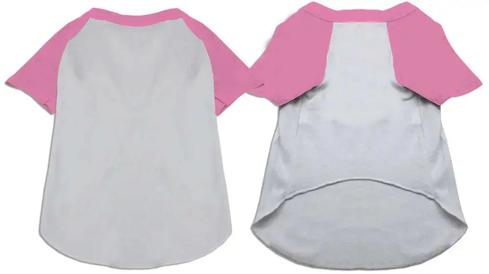 Raglan-Baseball-Pet-Shirt-White-With-Light-Pink-Size-Xl-GreatEagleInc-334335940