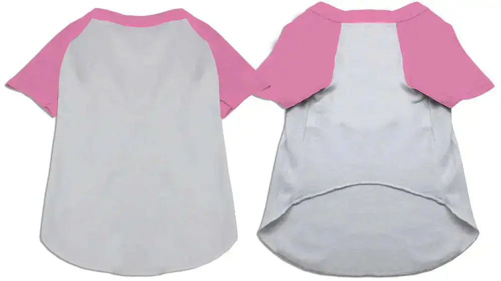 Raglan-Baseball-Pet-Shirt-White-With-Light-Pink-Size-Xl-GreatEagleInc-334335940