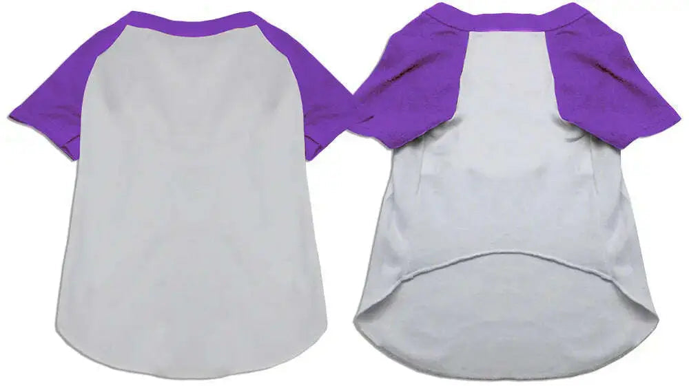 Raglan-Baseball-Pet-Shirt-White-With-Purple-Size-Xxxl-GreatEagleInc-334336439