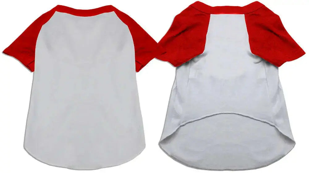 Raglan-Baseball-Pet-Shirt-White-With-Red-Size-Xl-GreatEagleInc-334337112