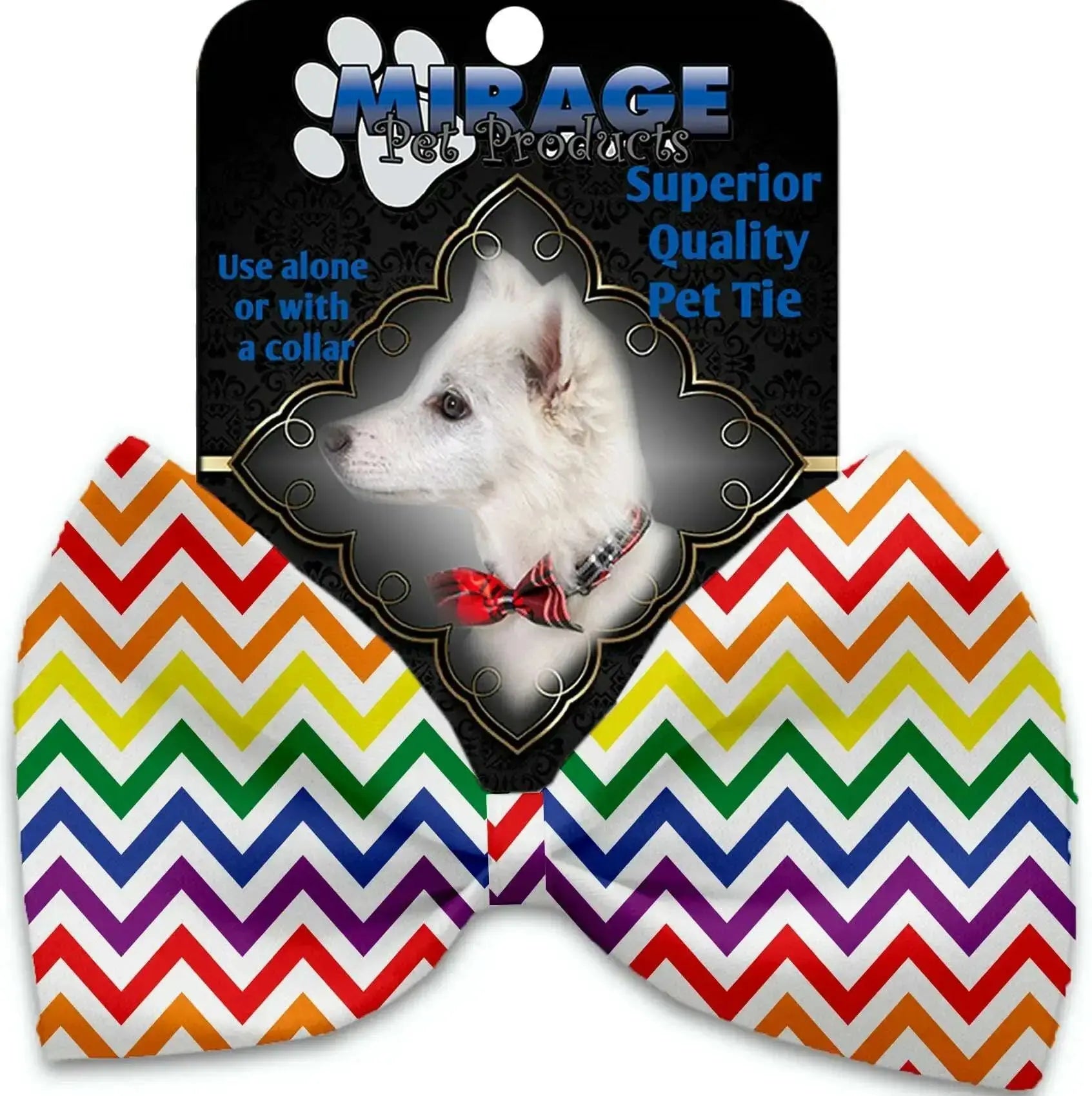 Rainbow-Chevron-Pet-Bow-Tie-Collar-Accessory-With-Velcro-GreatEagleInc-318887084