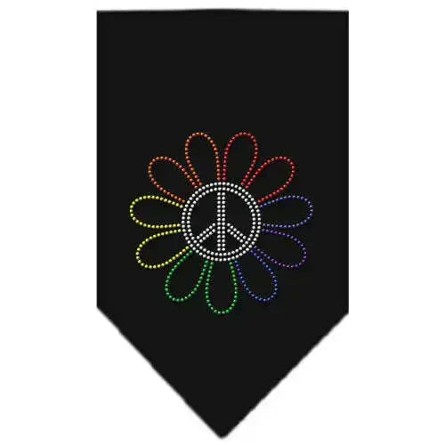 Rainbow-Peace-Flower-Rhinestone-Bandana-Black-Small-GreatEagleInc-319116481