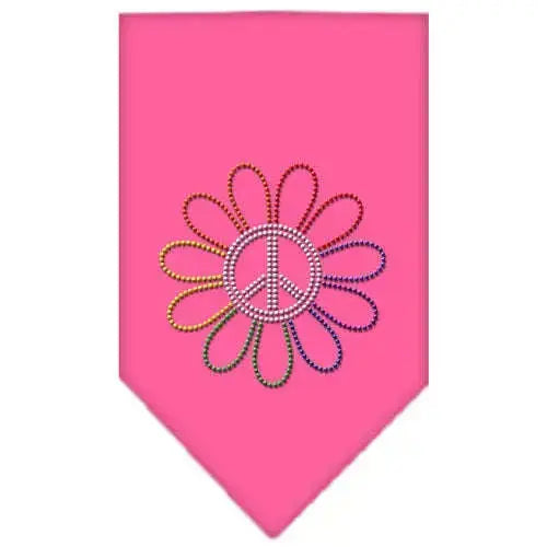 Rainbow-Peace-Flower-Rhinestone-Bandana-Bright-Pink-Small-GreatEagleInc-333786535