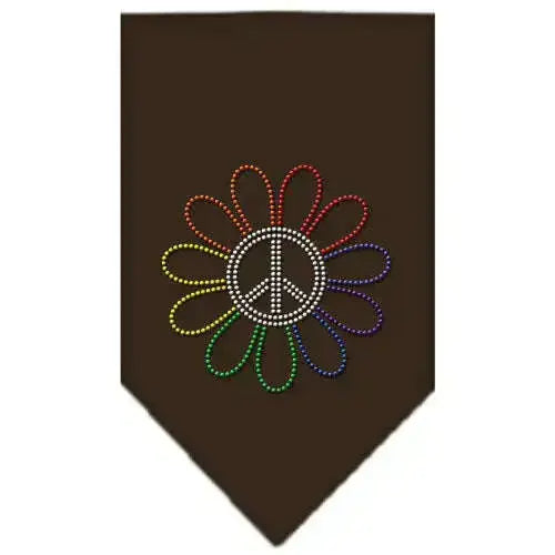 Rainbow-Peace-Flower-Rhinestone-Bandana-Cocoa-Small-GreatEagleInc-319116330