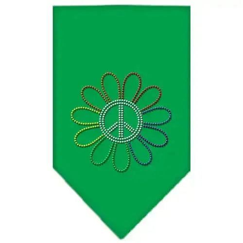 Rainbow-Peace-Flower-Rhinestone-Bandana-Emerald-Green-Large-GreatEagleInc-319117026