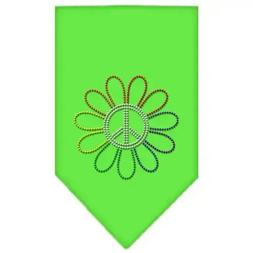 Rainbow-Peace-Flower-Rhinestone-Bandana-Lime-Green-Large-GreatEagleInc-319116961