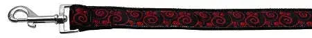 Red-And-Black-Swirly-Nylon-Ribbon-Dog-Collars-1-Wide-6ft-Leash-GreatEagleInc-318913059