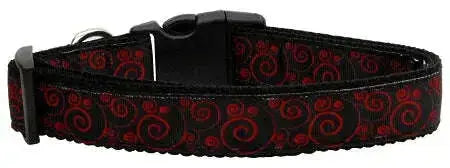 Red-And-Black-Swirly-Nylon-Ribbon-Dog-Collars-Large-GreatEagleInc-318819972