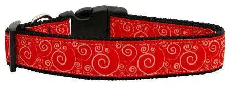 Red-And-White-Swirly-Nylon-Ribbon-Dog-Collars-Large-GreatEagleInc-318820595