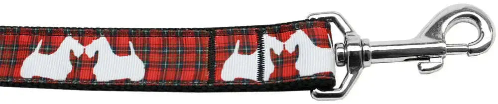 Red-Plaid-Scottie-Pups-Nylon-Dog-Leash-3-8-Inch-Wide-4ft-Long-GreatEagleInc-333696816