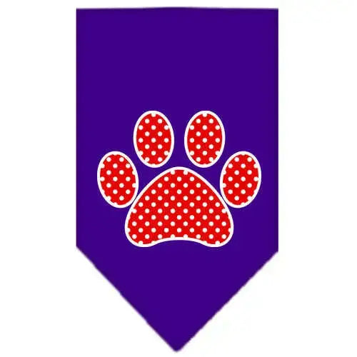 Red-Swiss-Dot-Paw-Screen-Print-Bandana-Purple-Large-GreatEagleInc-319363455