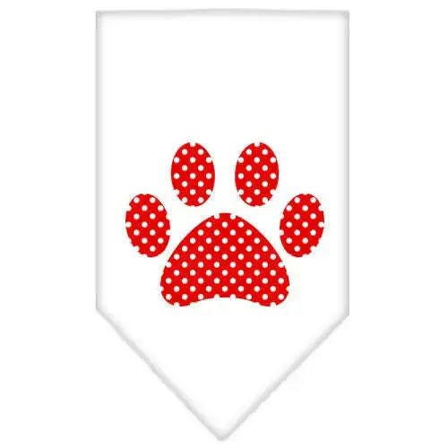 Red-Swiss-Dot-Paw-Screen-Print-Bandana-White-Small-GreatEagleInc-319363110