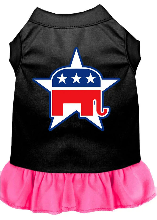 Republican-Screen-Print-Dress-Black-With-Bright-Pink-Lg-GreatEagleInc-318869033