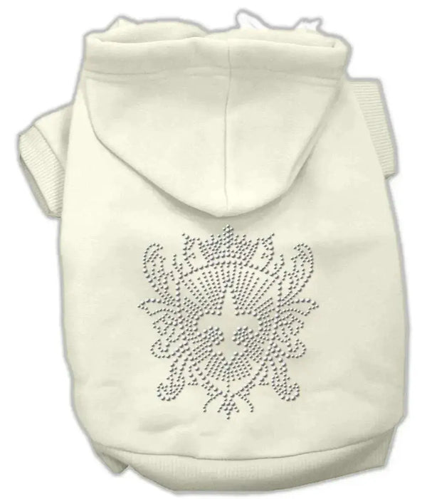 Rhinestone-Fleur-De-Lis-Shield-Hoodies-Cream-Xl-GreatEagleInc-333756341