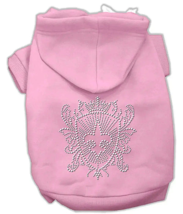 Rhinestone-Fleur-De-Lis-Shield-Hoodies-Pink-Xs-GreatEagleInc-333756011