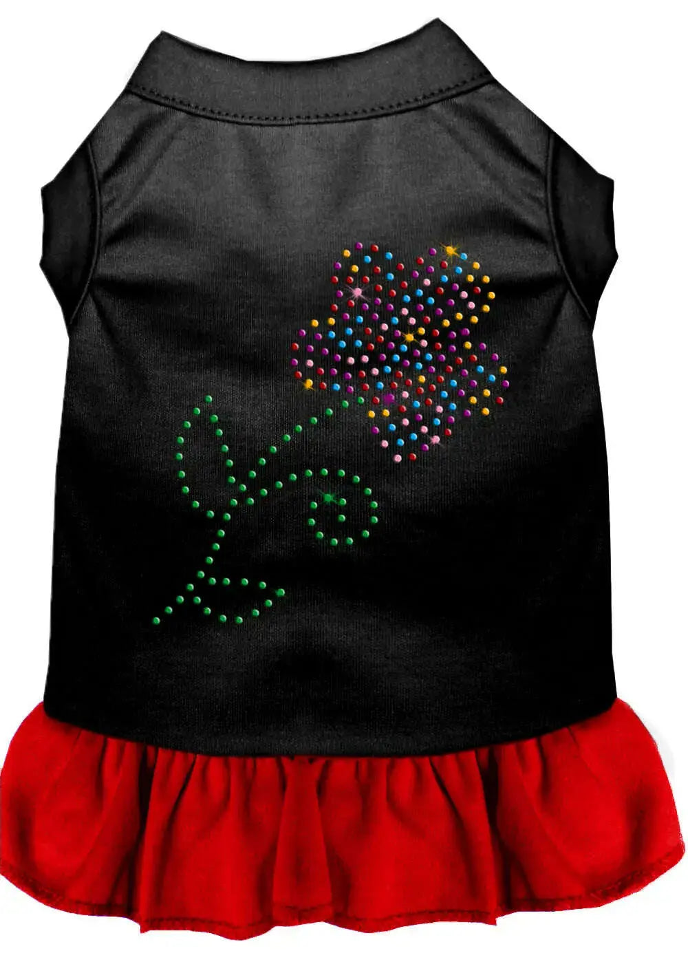 Rhinestone-Multi-Flower-Dress-Black-With-Red-Xs-GreatEagleInc-333670427