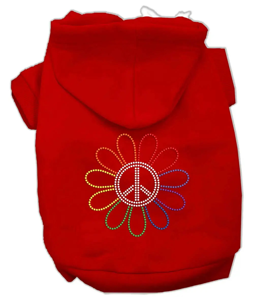 Rhinestone-Rainbow-Flower-Peace-Sign-Hoodie-Red-M-GreatEagleInc-319579839