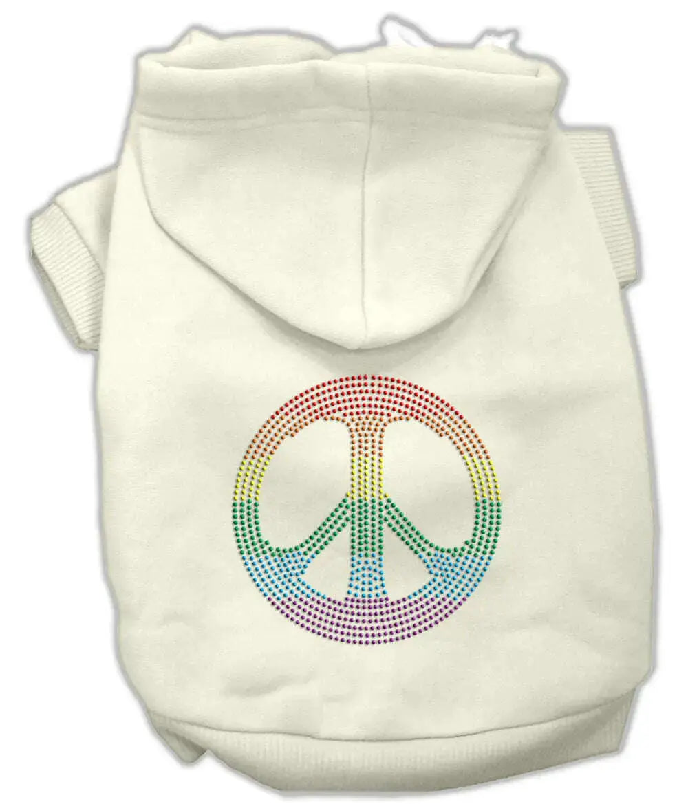 Rhinestone-Rainbow-Peace-Sign-Hoodies-Cream-M-GreatEagleInc-333639649