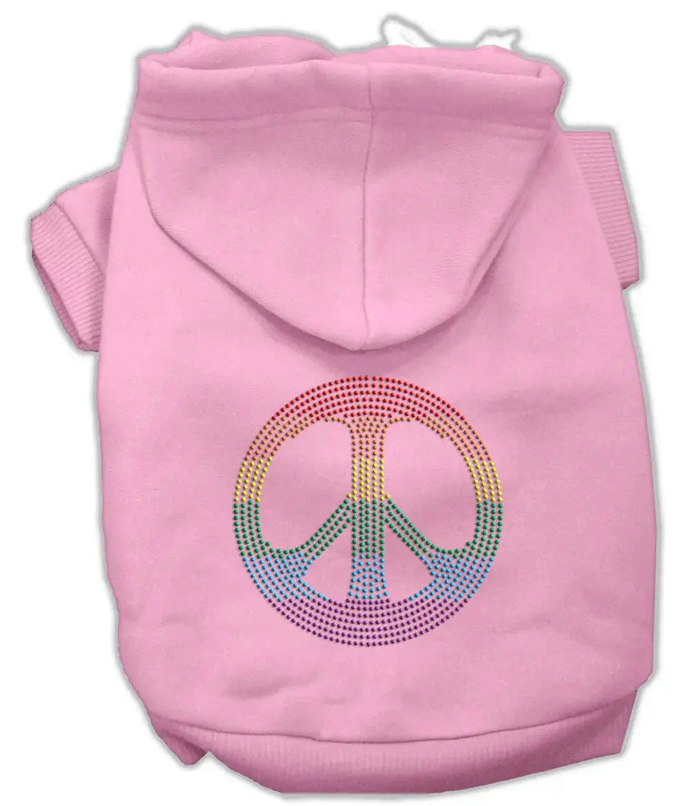 Rhinestone-Rainbow-Peace-Sign-Hoodies-Pink-Xxl-GreatEagleInc-333637916