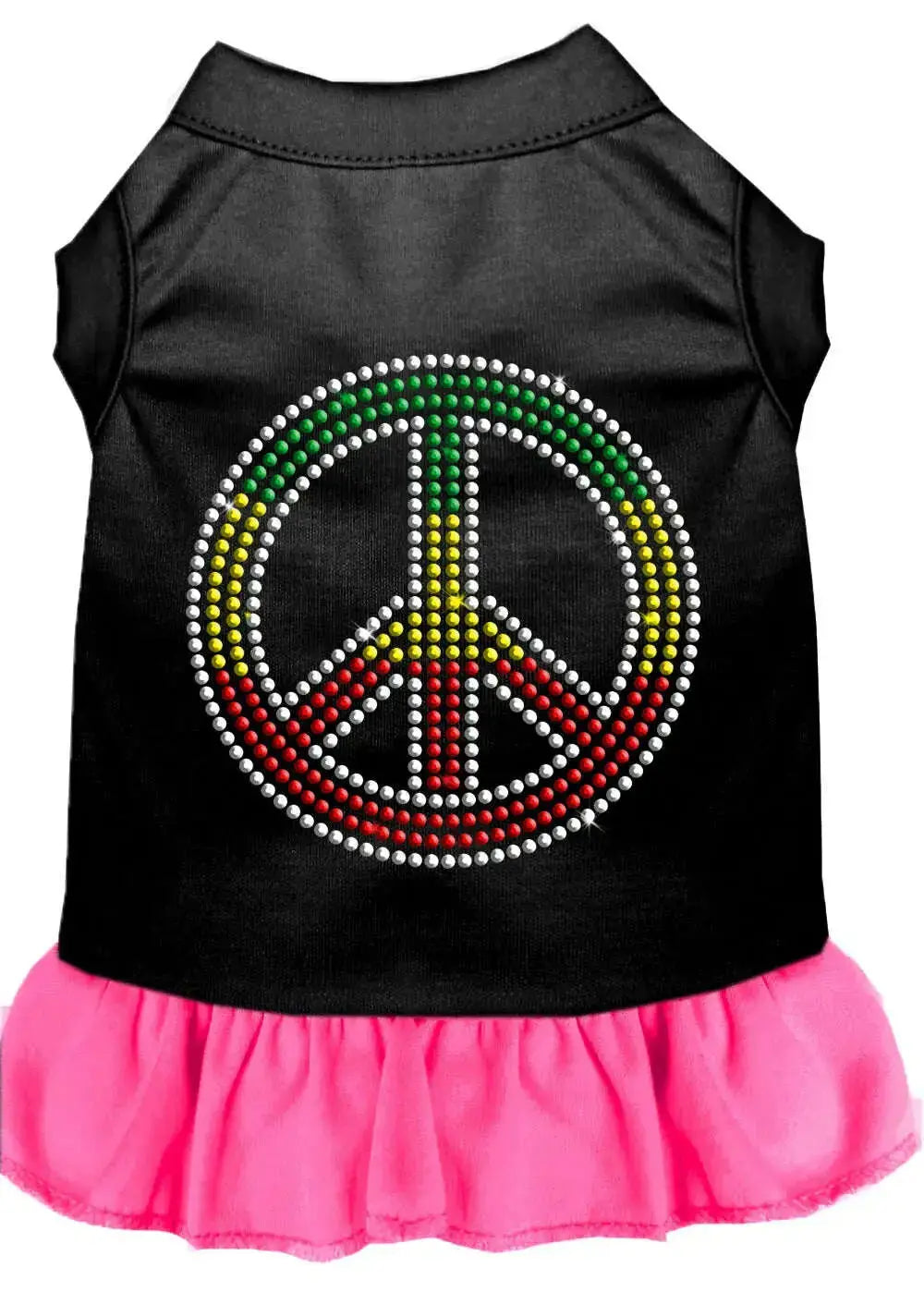 Rhinestone-Rasta-Peace-Dress-Black-With-Bright-Pink-Lg-GreatEagleInc-320234783