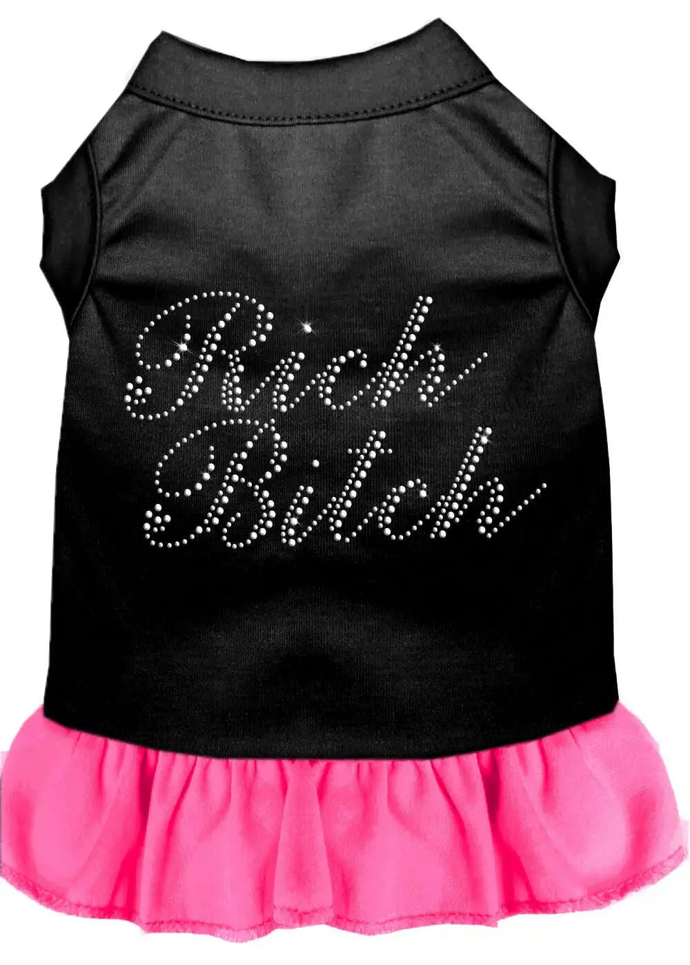 Rhinestone-Rich-Bitch-Dress-Black-With-Bright-Pink-Lg-GreatEagleInc-320228177