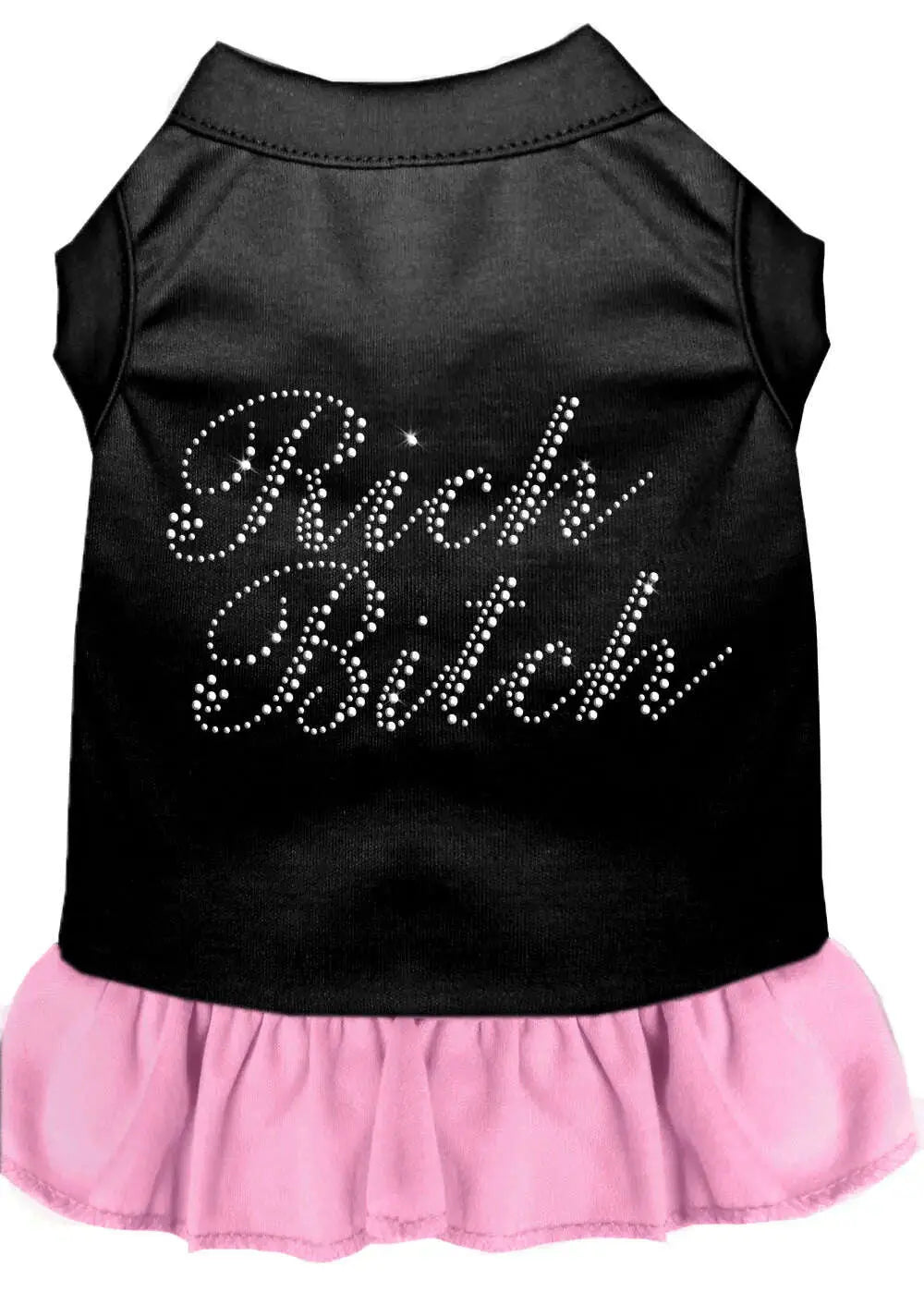 Rhinestone-Rich-Bitch-Dress-Black-With-Light-Pink-Med-GreatEagleInc-320227258