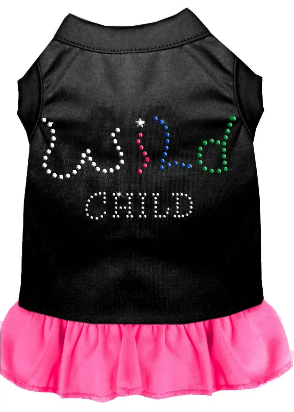 Rhinestone-Wild-Child-Dress-Black-With-Bright-Pink-Xs-GreatEagleInc-320221538