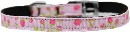 Roses-Nylon-Dog-Collar-With-Classic-Buckle-3-8_-Pink-Size-10-GreatEagleInc-333886550