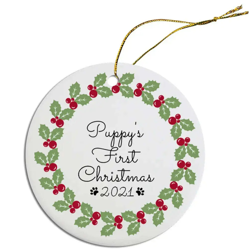 Round-Christmas-Ornament-Puppy_s-First-Christmas-GreatEagleInc-334350326