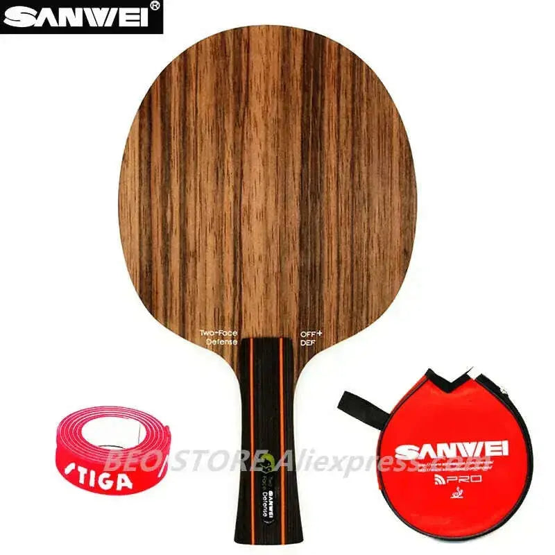 SANWEI-TWO-FACE-DEFENSE-Table-Tennis-Blade-attack_-defence-Ebony_-Hinoki-surface-ping-pong-racket-bat-paddle-FreeDropship-334708497