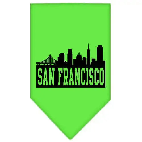 San-Francisco-Skyline-Screen-Print-Bandana-Lime-Green-Large-GreatEagleInc-318590842